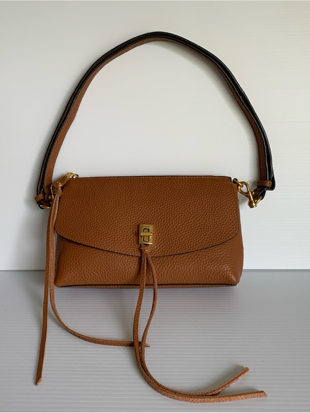 NWT Rebecca Minkoff Darren Top Zip Crossbody Shoulder Bag; Caramello Brown Taupe